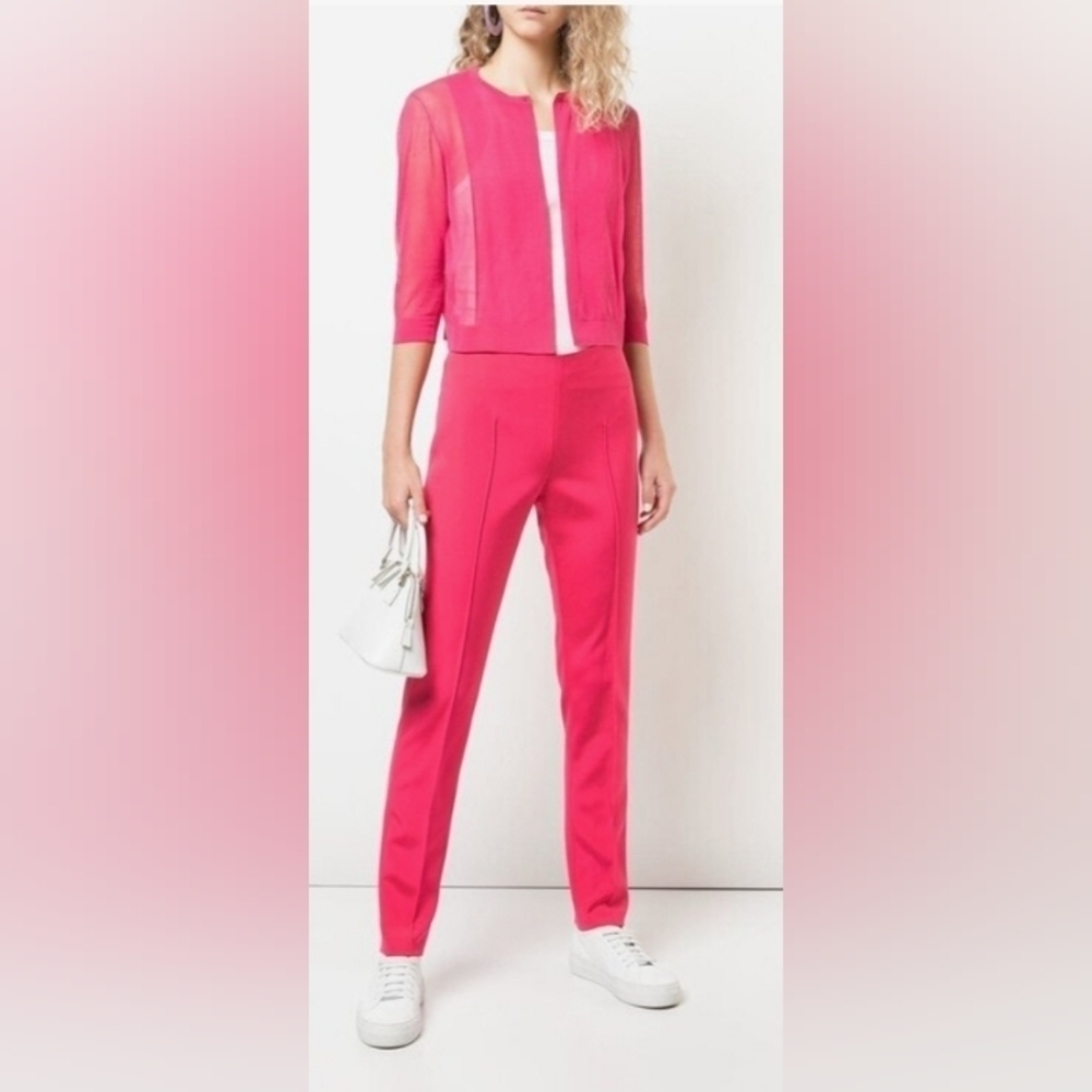 Akris Melissa Pink Stretch Silk Side-Zip Pant